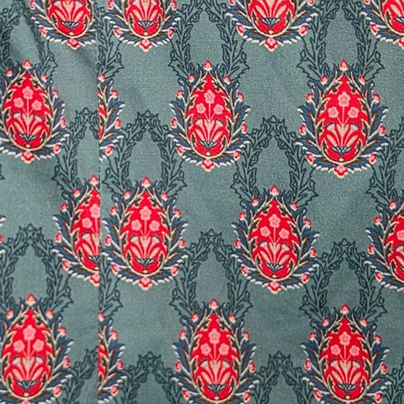 TUCKERNUCK Hyacinth House Teal Red Floral Mock Neck Maris Dress - Size Medium - Picture 3 of 13